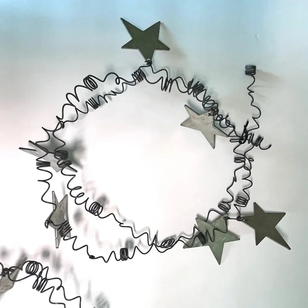 Handcrafted Garland Metal Stars on Coiled Wire 2-43